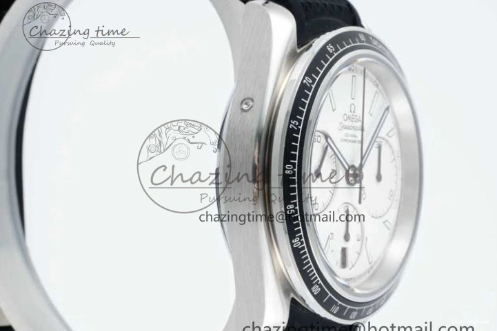 0111 Breathable Speedmaster Racing Master SS HKF Best Edition White Dial on Black Rubber Strap A 7815